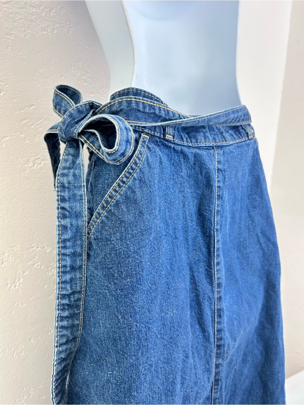 Levi’s Vintage 1970s Orange Tab Wrap A-Line Denim Midi Skirt Rare - Picture 5 of 14
